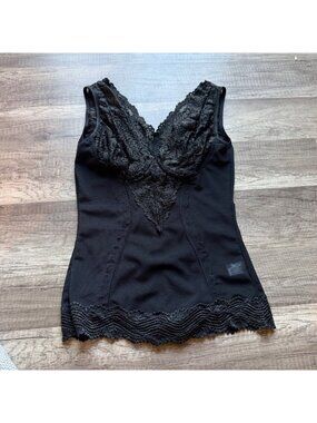 Magic Curves Black Lace Trim Shaping Tank Top Size S